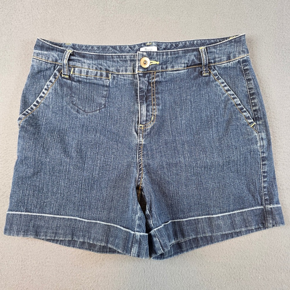 Bass Jeans Denim Shorts Women Size 10 Blue Cuffed Stretch Casual